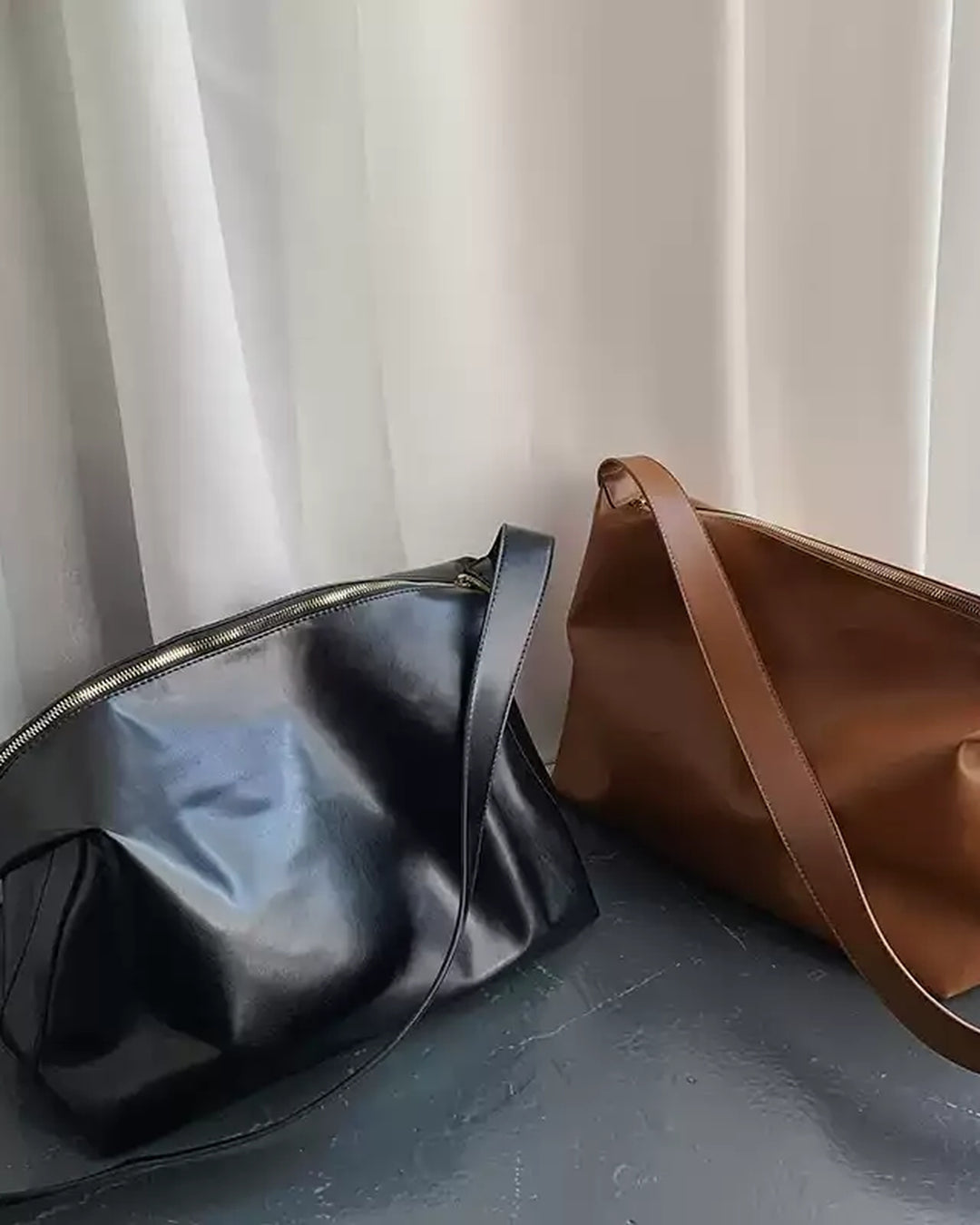 Additional product image of Oversized Tan Leather-Look Crossbody and Shoulder Bag