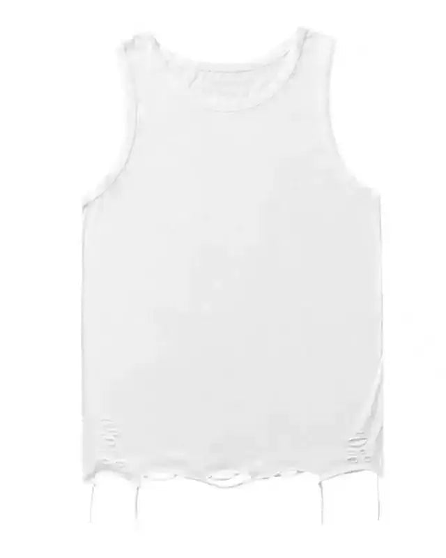 Back view of Distressed Hem Oversized Tank Top