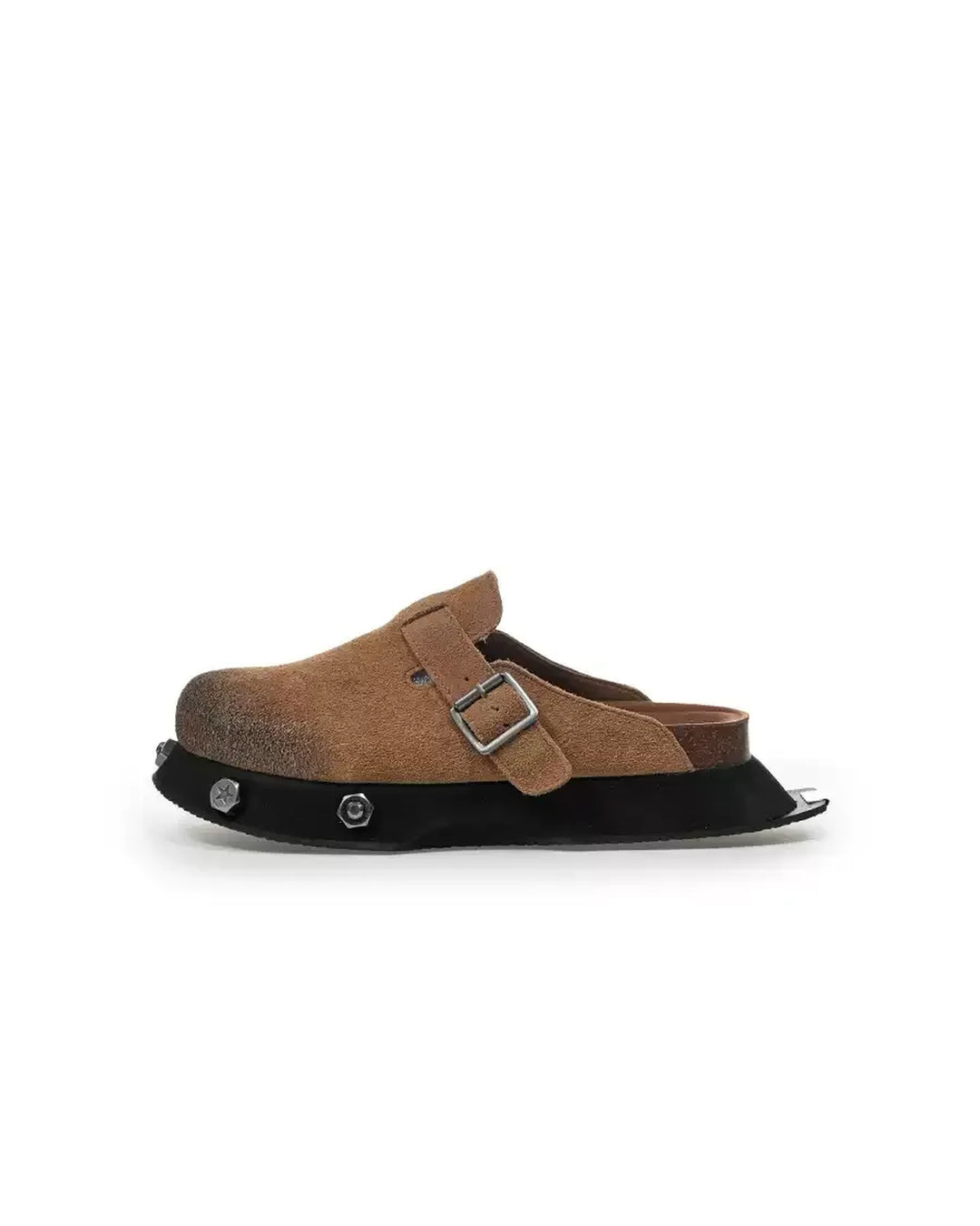 Additional product image of Beige Suede Chunky Platform Clogs Shoes