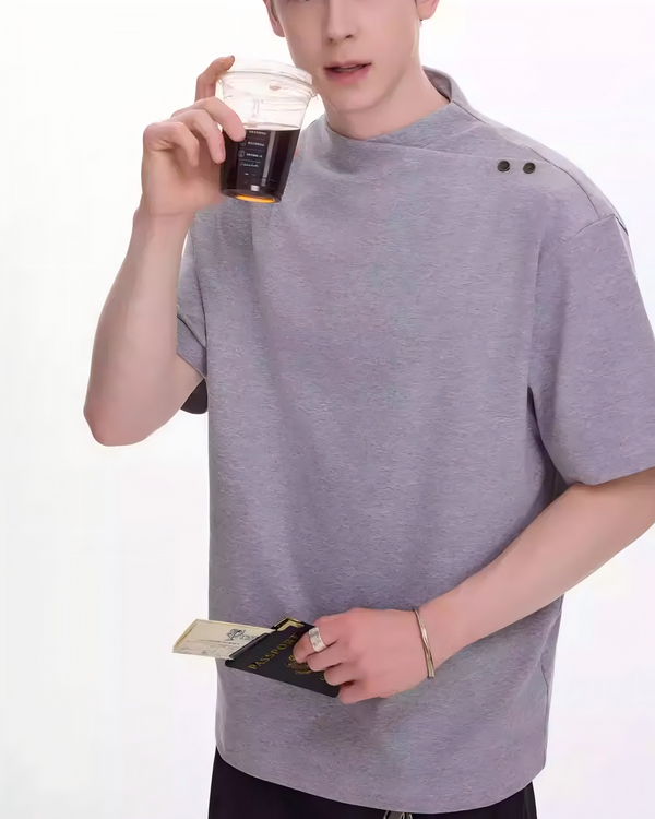 STEP BLOCK MT521 Men's Solid Color Oversized Streetwear tshirt