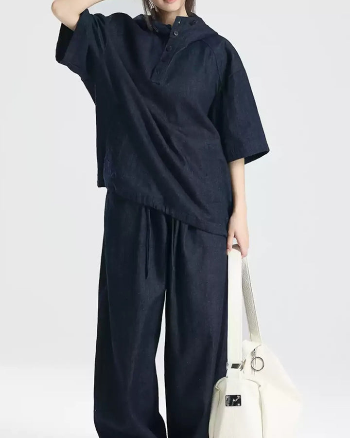 STEP BLOCK MT563 Short Sleeve Hooded Pullover Shirt