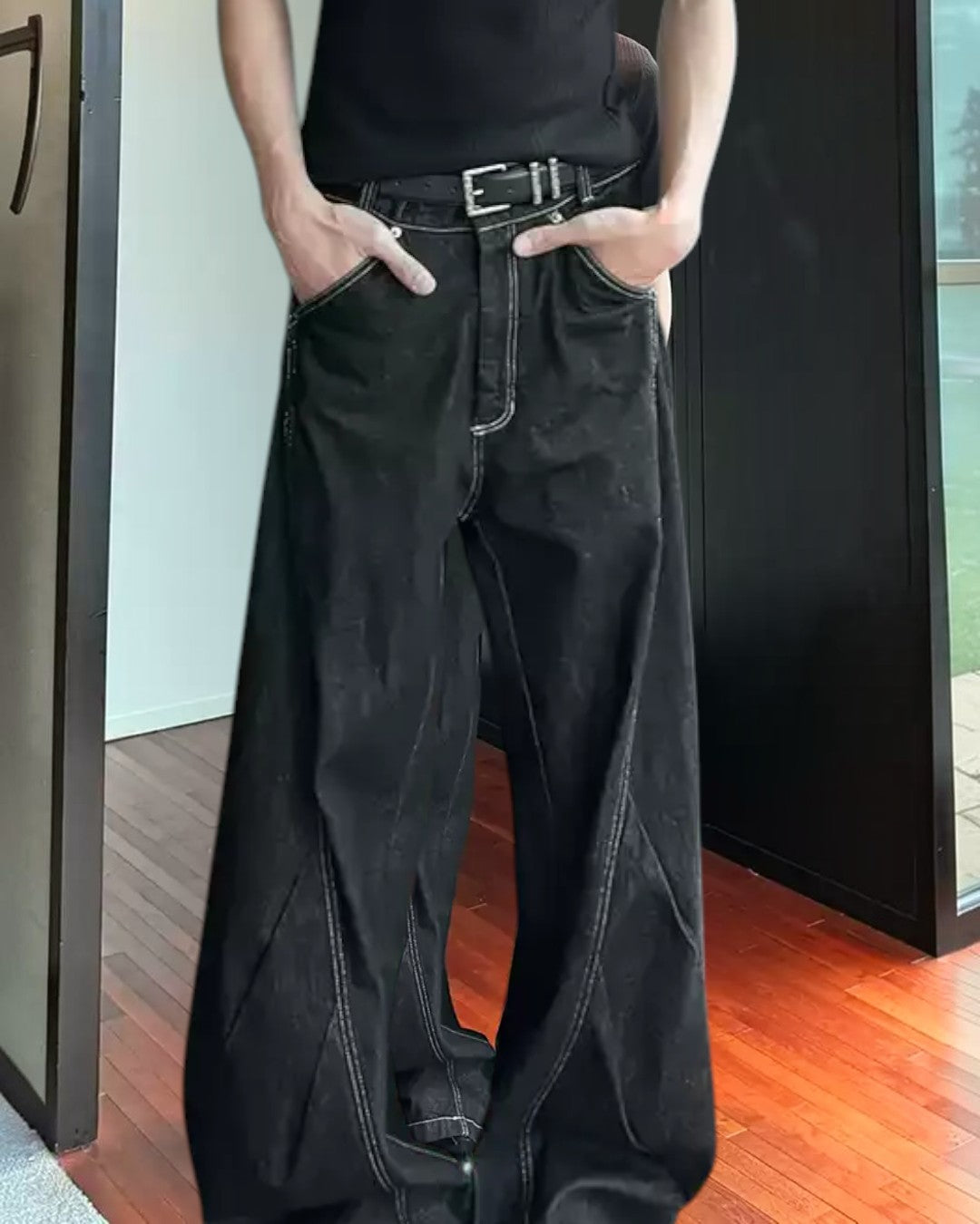Additional product image of Minimalist Black Wide Leg Jeans