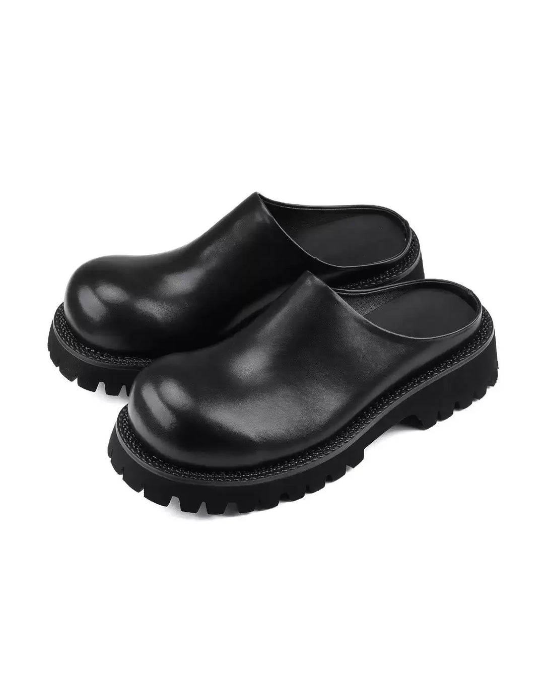 Additional product image of Black Leather Chunky Platform Slip-On Shoes