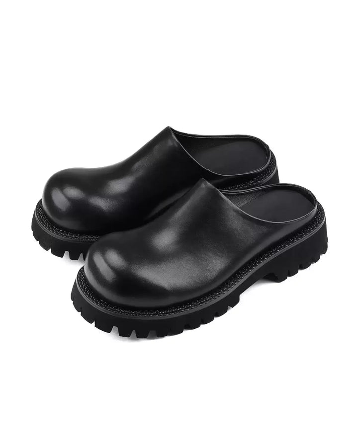 Additional product image of Black Leather Chunky Platform Slip-On Shoes