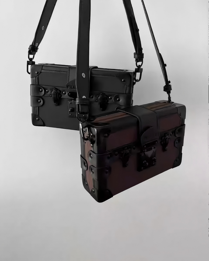 STEP BLOCK AC073 Gothic Boxy Black Crossbody &amp; Shoulder Bag