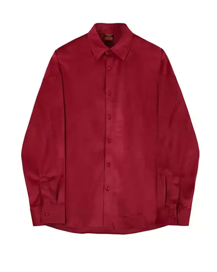 Front view of Velvet Button-Up Shirt