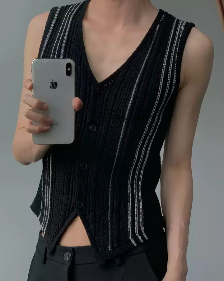 Additional product image of Striped Knit V-Neck Vest