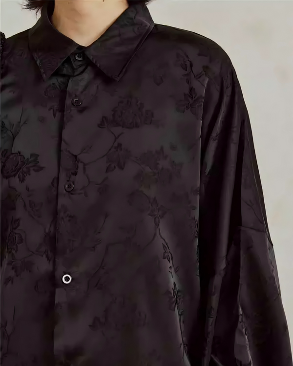 STEP BLOCK MT546 Jacquard Pattern Loose-Fit Shirt