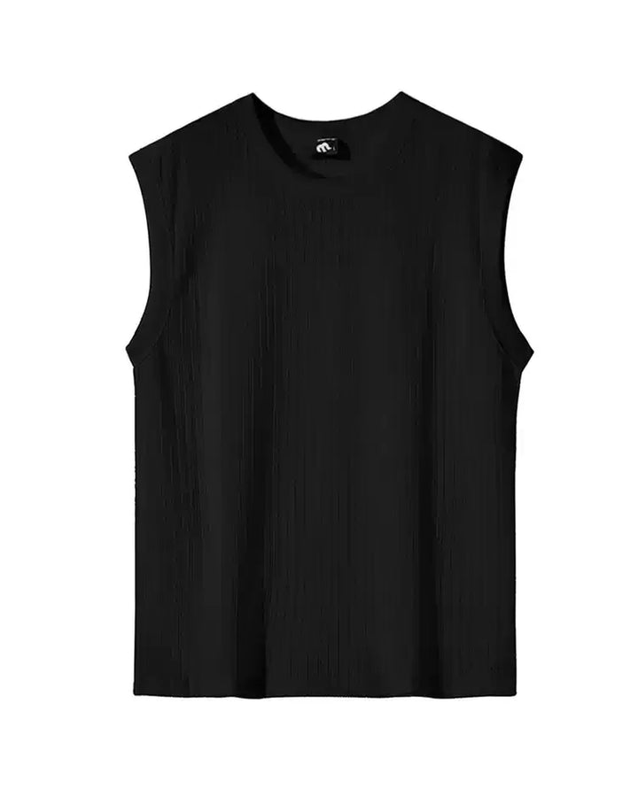 Back view of Sheer Ribbed Sleeveless Tank Top