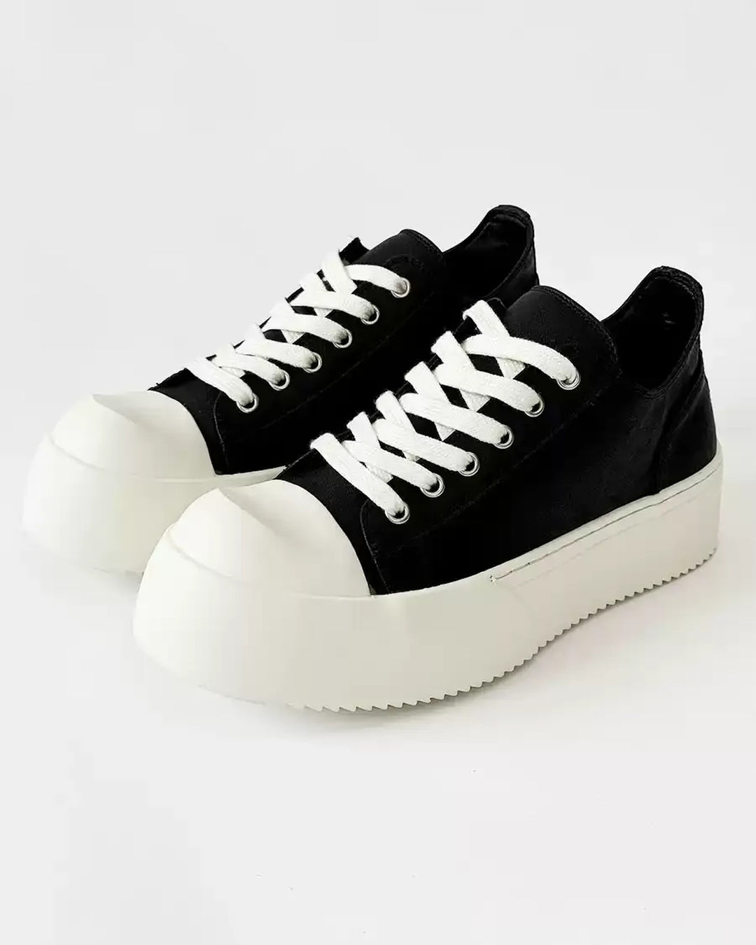 Close-up sole detail of Black and White Chunky Platform Shoes