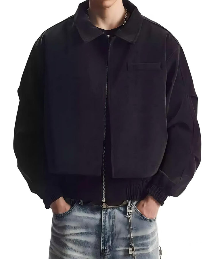 STEP BLOCK ST061 Cropped Boxy Stand Collar Minimalist Workwear Jacket