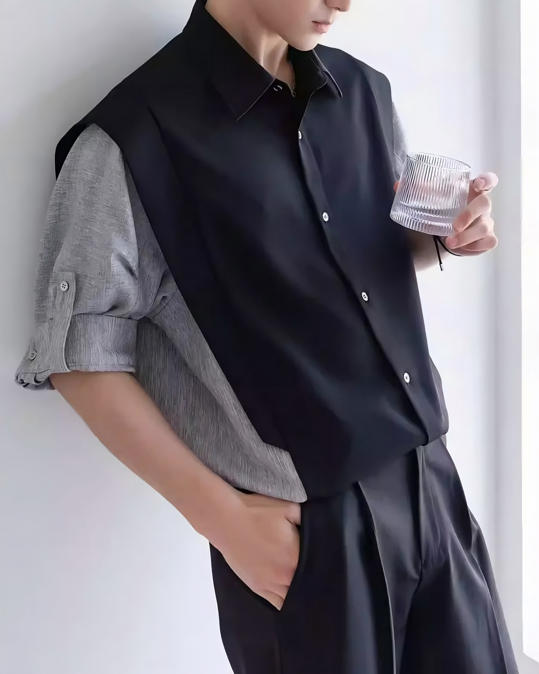 STEP BLOCK MT542 Color Block Patchwork Short-Sleeve Shirt