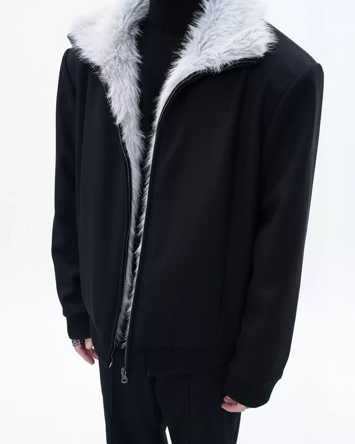 Additional product image of Reversible Shearling Lined Ribbed Collar Bomber Jacket