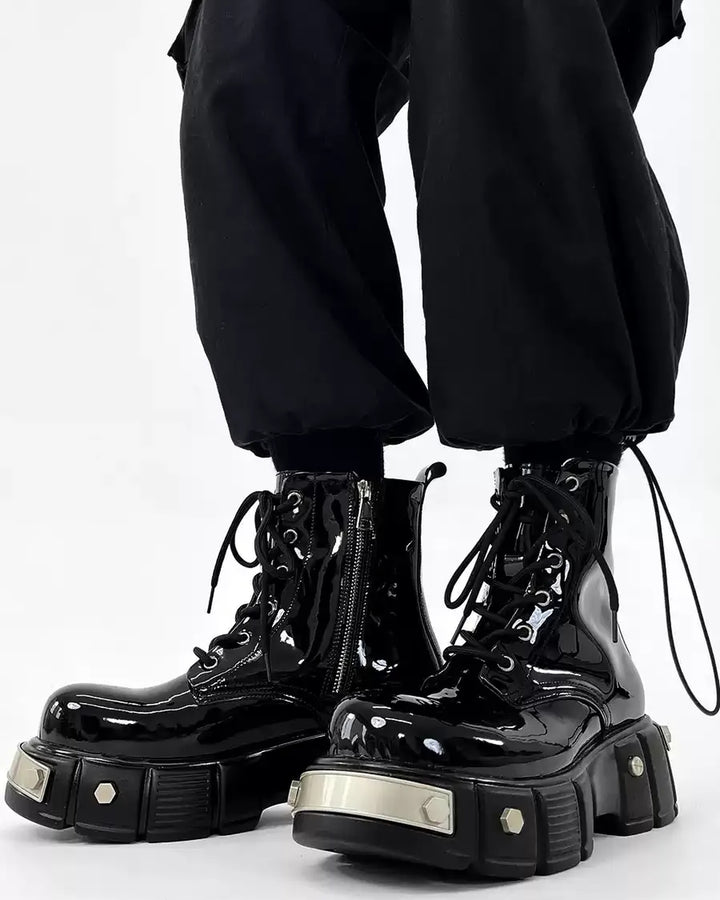 Additional product image of Black Patent Leather Gothic Chunky Platform Shoes