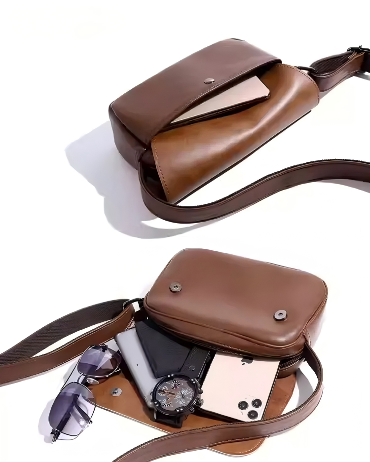 STEP BLOCK Ac082 Retro Minimalist Leather Crossbody Bag