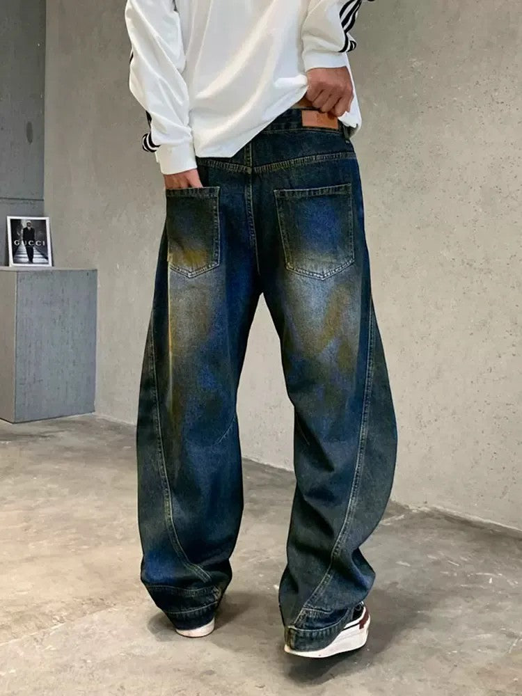 Side view of Classic Vintage Washed Baggy Jeans