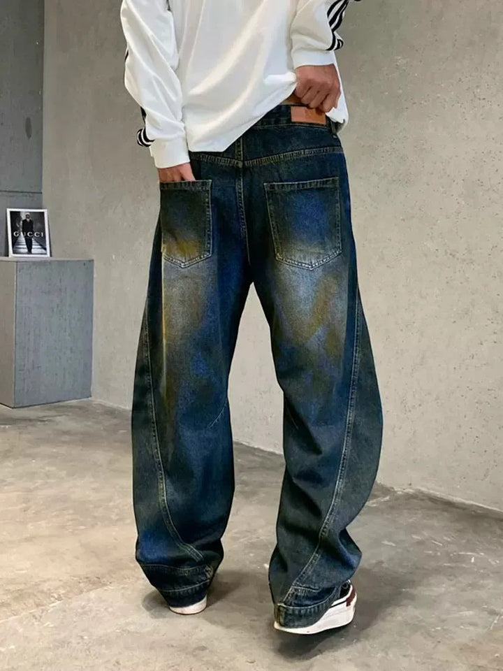Side view of Classic Vintage Washed Baggy Jeans