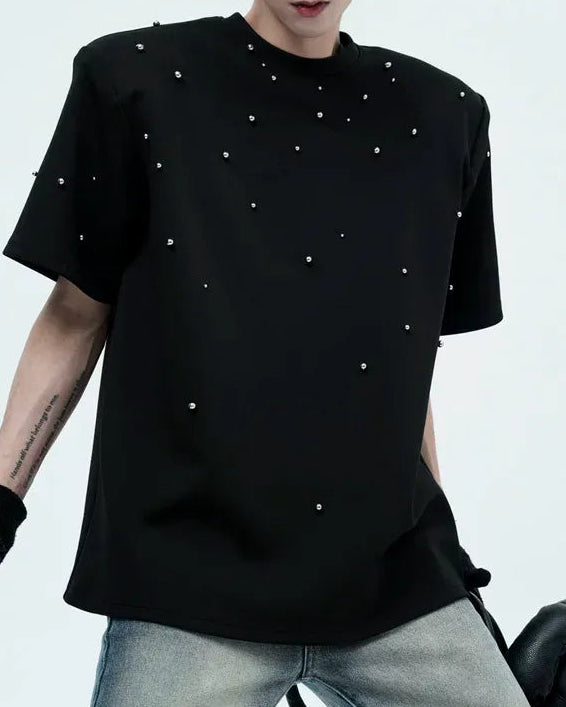 Close-up detail of Rhinestone Embellished Oversized T-Shirt