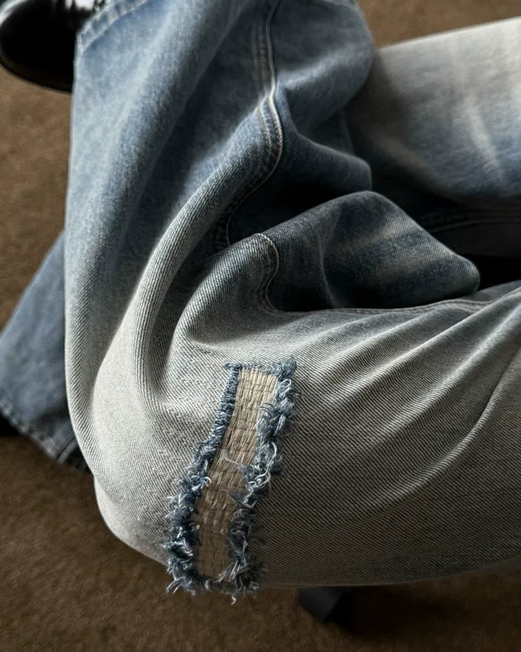 Back view of Light Wash Distressed Baggy Jeans