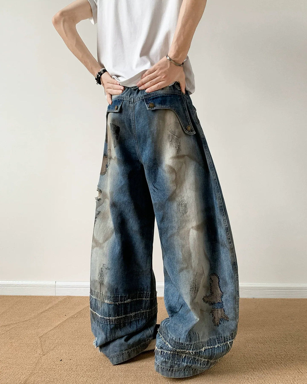 Distressed Graffiti Baggy Jeans
