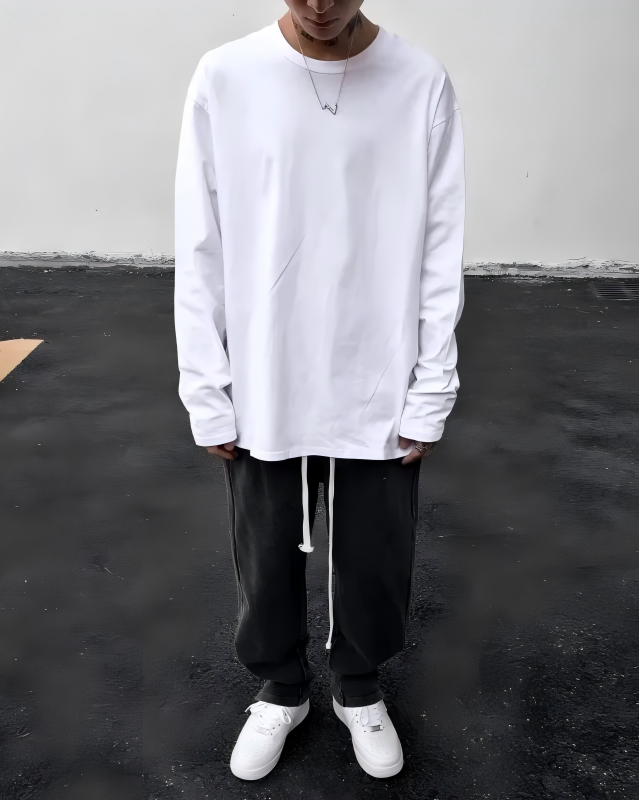 STEP BLOCK MT528 Raw Edge V-Neck Long-Sleeve Base Layer