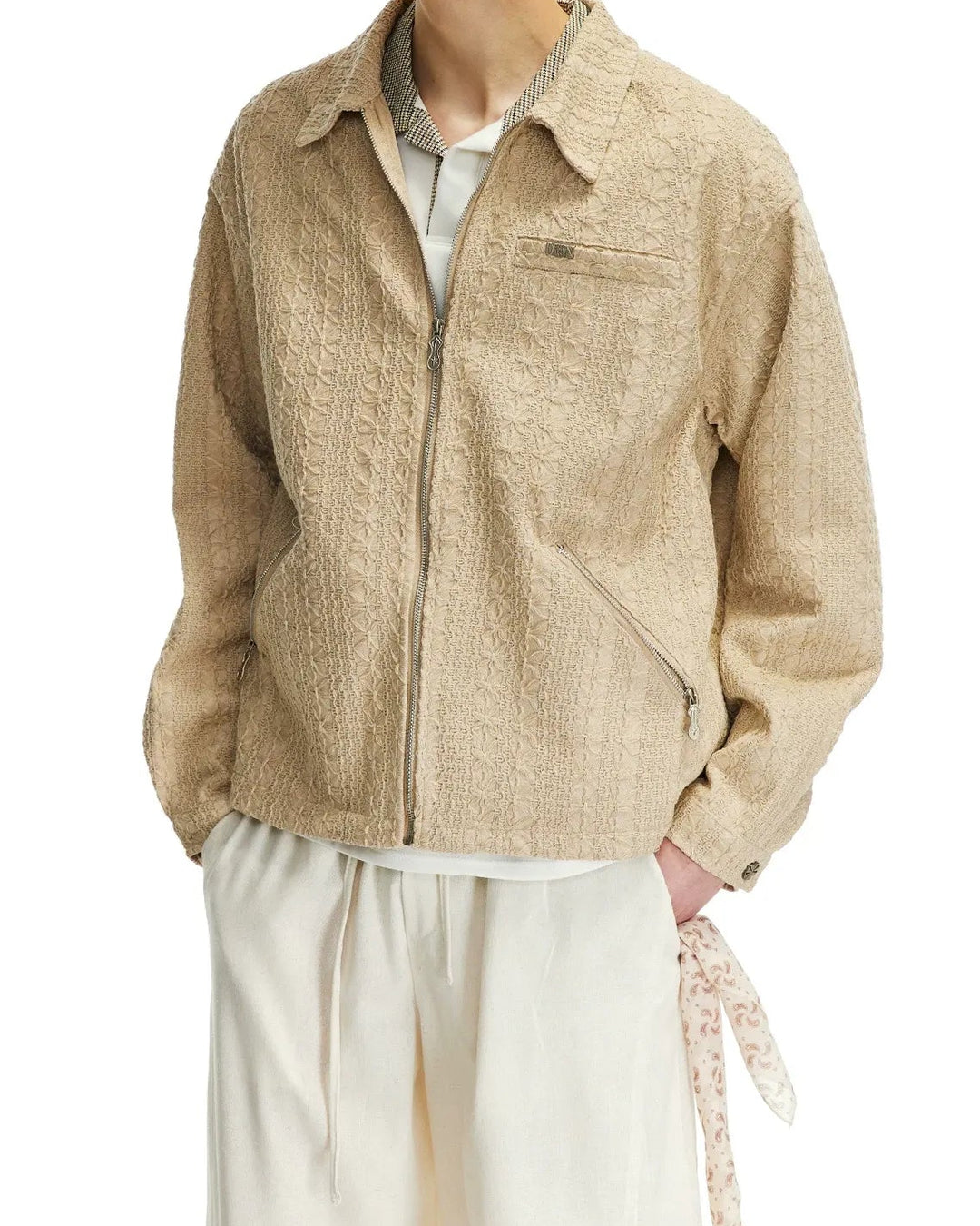 Additional product image of Textured Camp Collar Harrington Jacket
