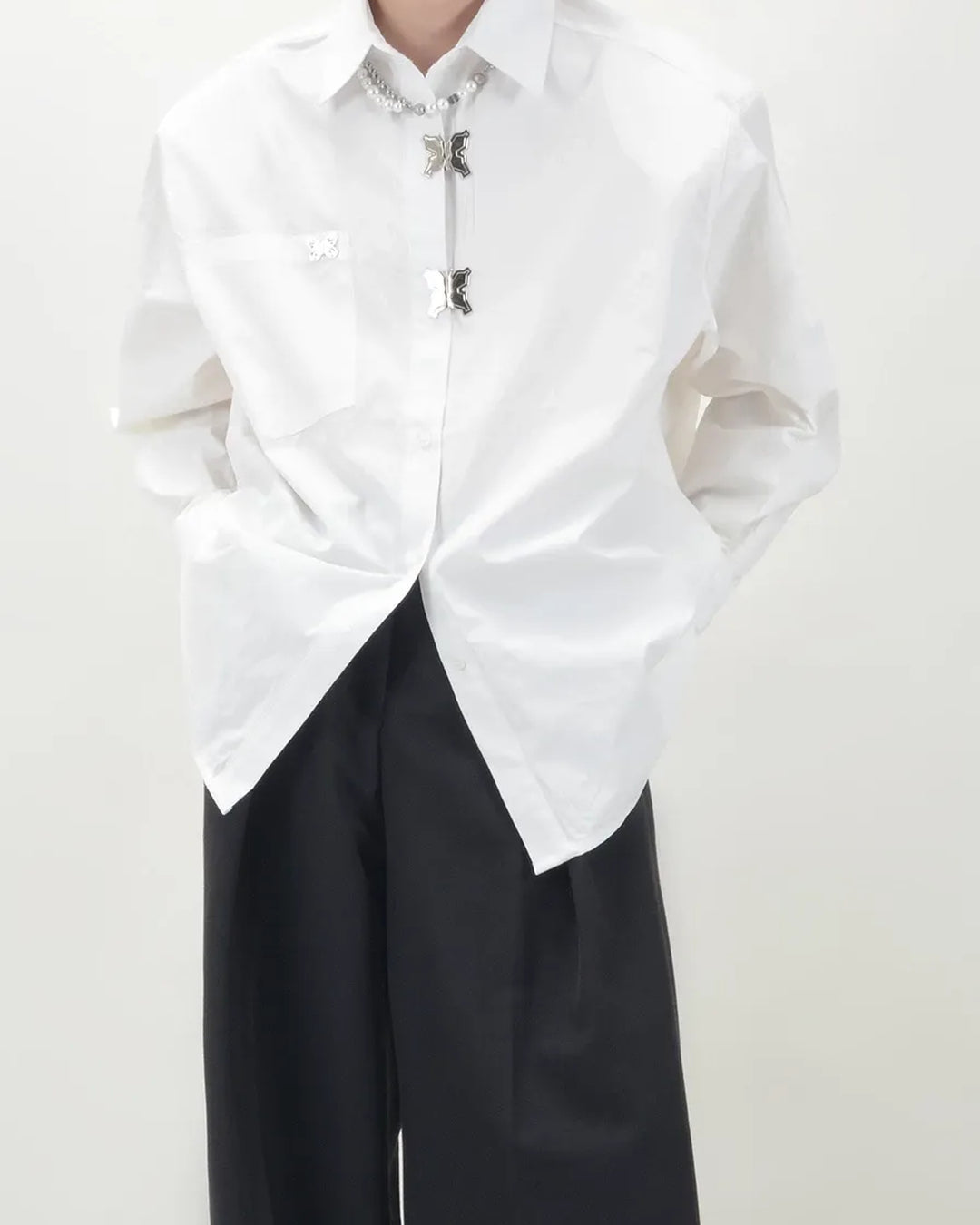 Side view of Butterfly Detail Loose Fit Shirt