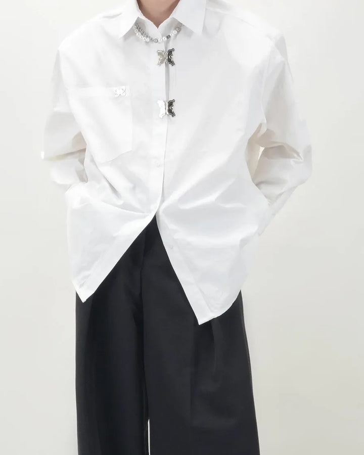 Side view of Butterfly Detail Loose Fit Shirt