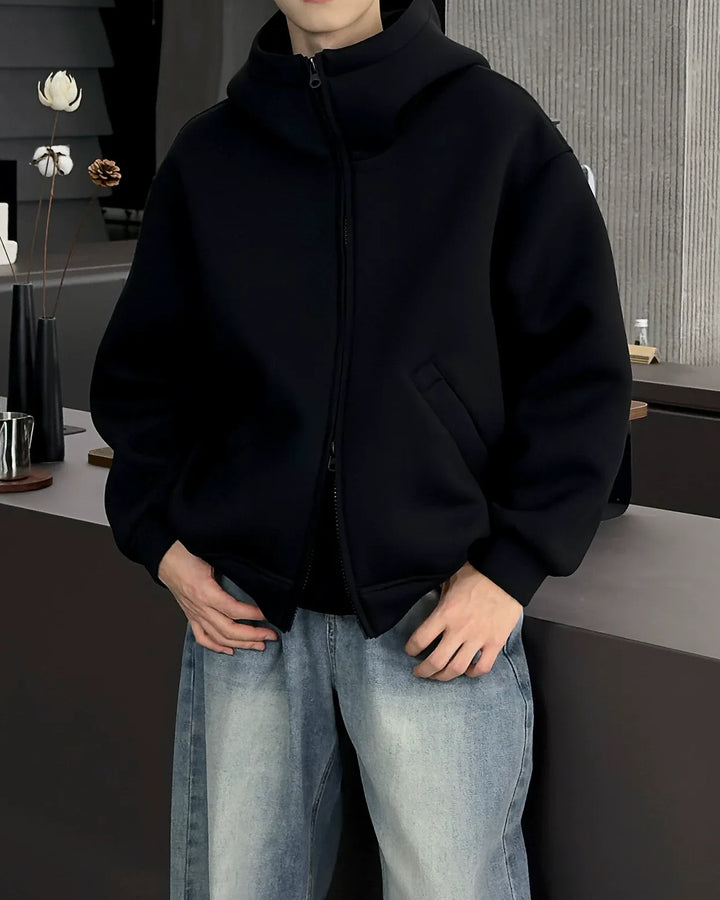 Side view of Minimalist Full-Zip Oversized Hoodie
