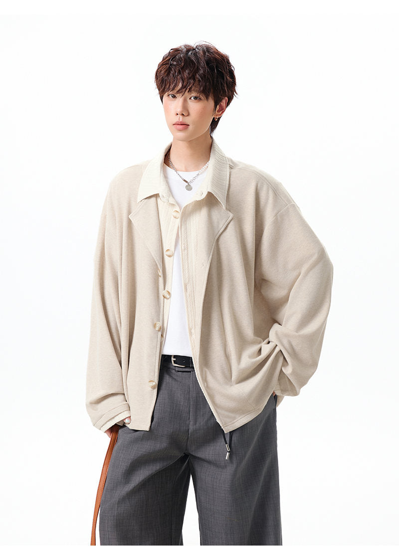 Layered lapel jacket, front view of the cream layered lapel jacket