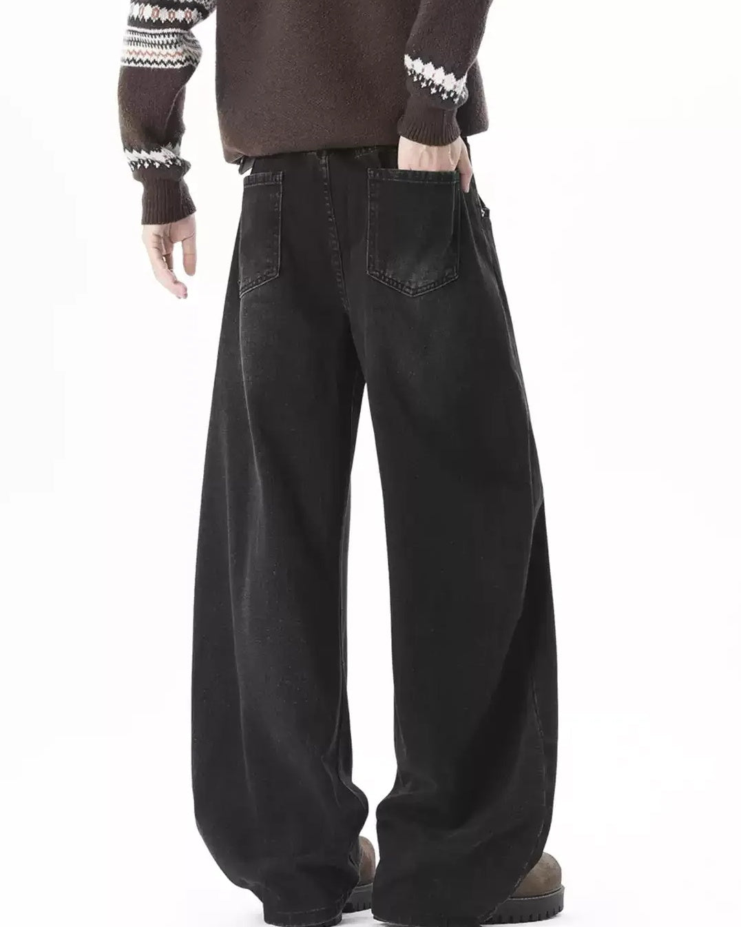 Back view of Vintage Washed Baggy Jeans