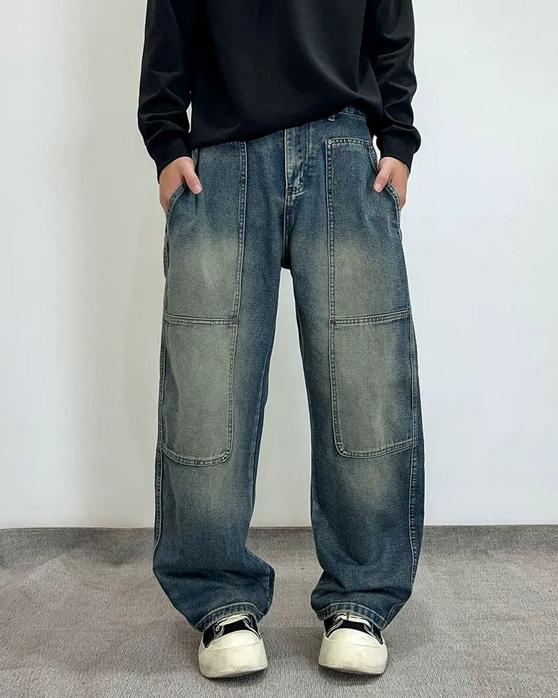 Additional product image of Panel Detail Multi-Pocket Baggy Jeans