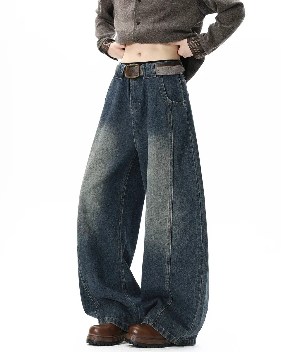 Lifestyle styling view of Vintage Washed Baggy Jeans