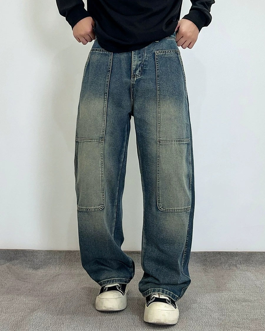 Additional product image of Panel Detail Multi-Pocket Baggy Jeans