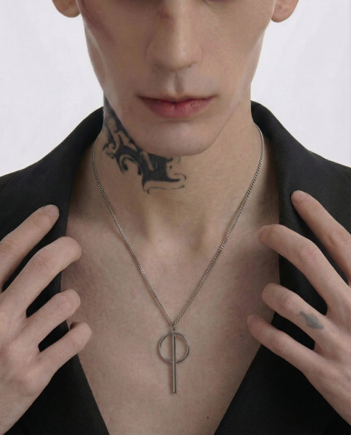 Front detail of Multi-style Gothic and Minimalist Layered Necklace Set