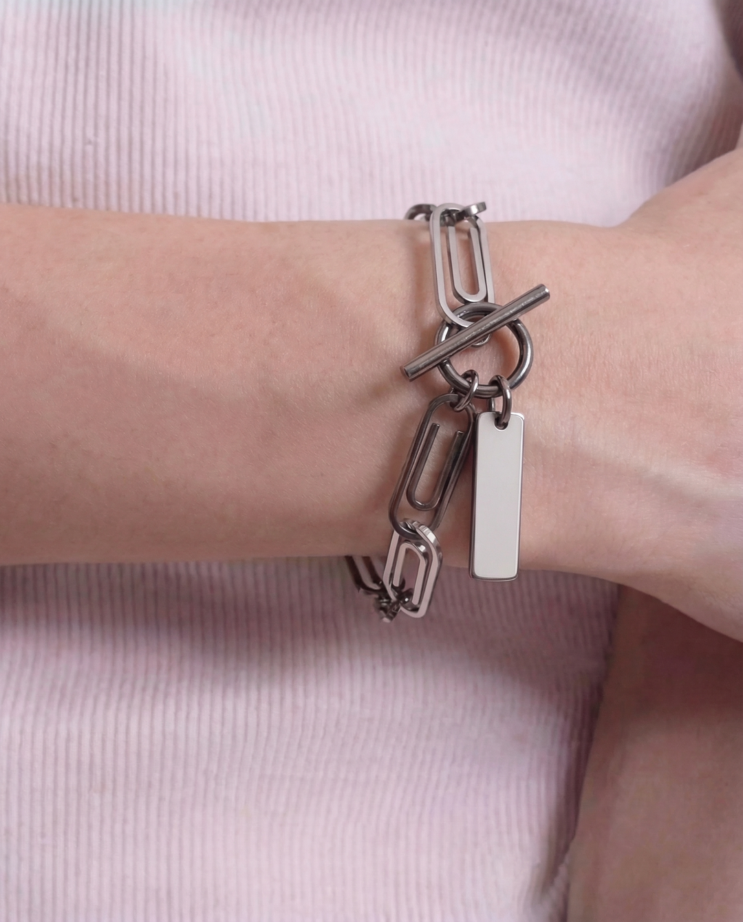 Additional product image of Multi-style Industrial and Pearl Stackable Bracelet Set