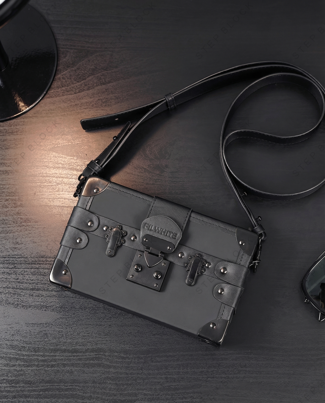 STEP BLOCK AC073 Gothic Boxy Black Crossbody &amp; Shoulder Bag