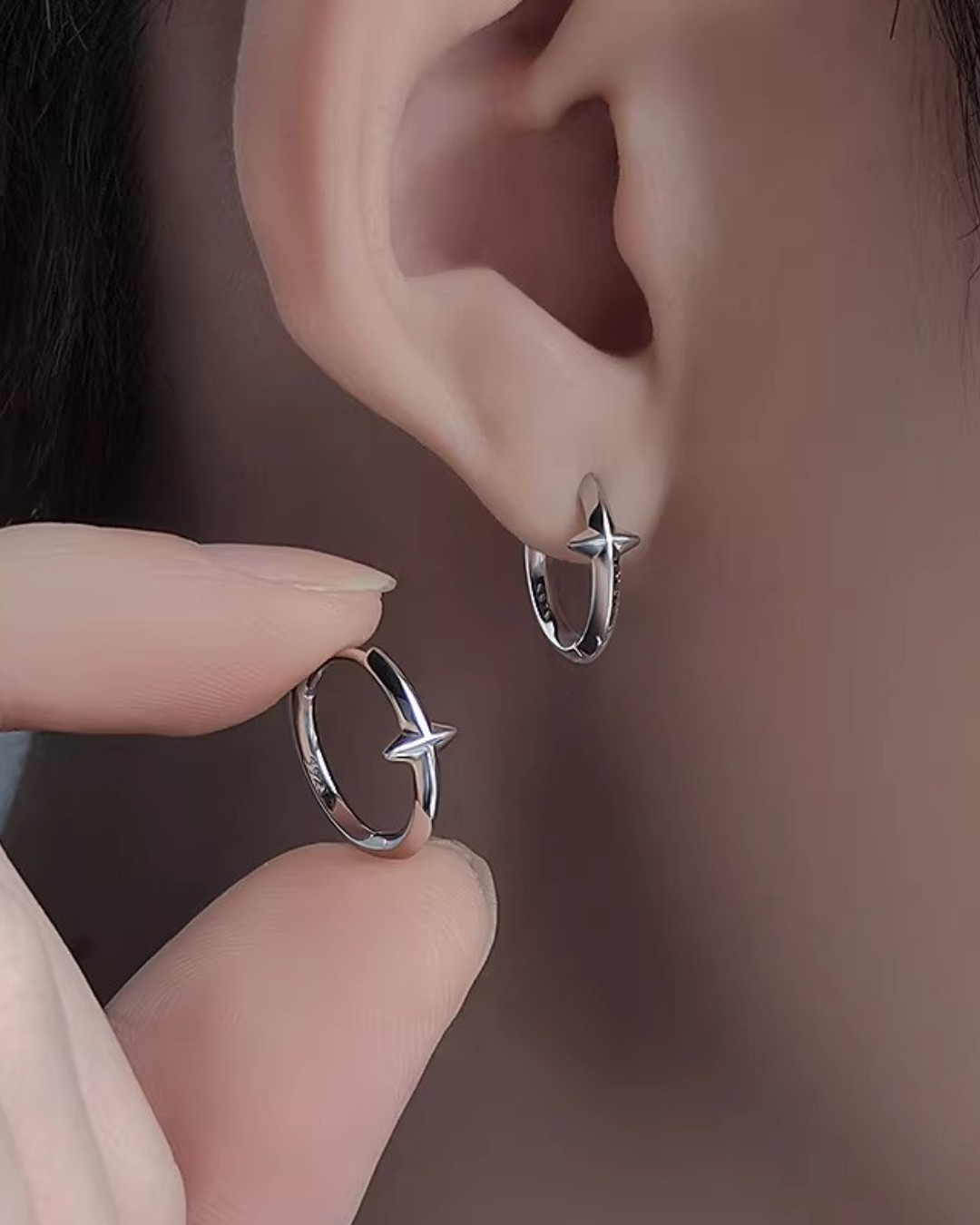 BRYNOR Minimalist Silver Hoop and Drop Earrings product photo