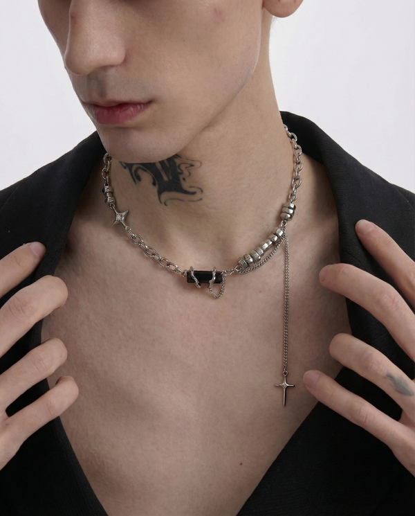 BRYNOR Multi-style Gothic and Minimalist Layered Necklace Set product photo