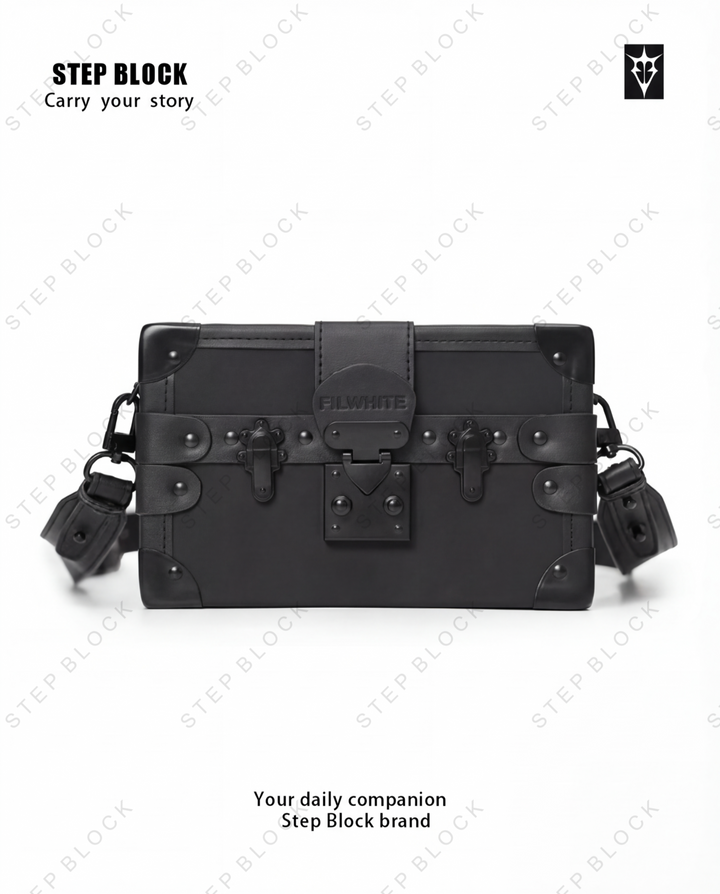 STEP BLOCK AC073 Gothic Boxy Black Crossbody &amp; Shoulder Bag