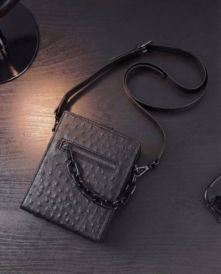 STEP BLOCK Ac078 Mini Textured Crossbody Bag with Chain