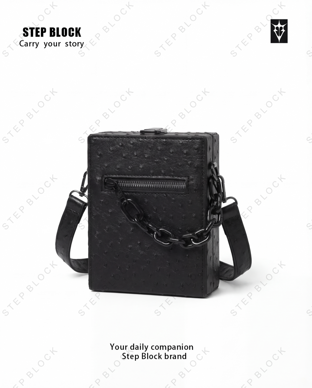 STEP BLOCK Ac078 Mini Textured Crossbody Bag with Chain