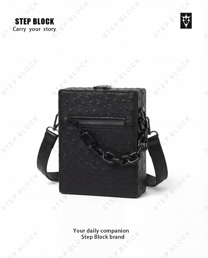 STEP BLOCK Ac078 Mini Textured Crossbody Bag with Chain