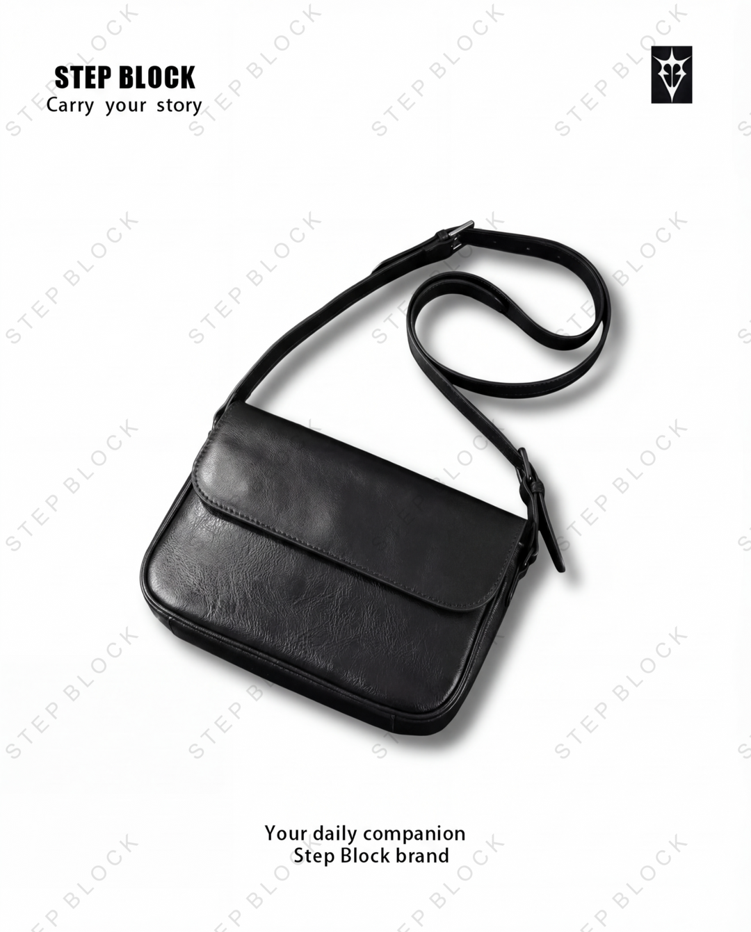 STEP BLOCK Ac082 Retro Minimalist Leather Crossbody Bag