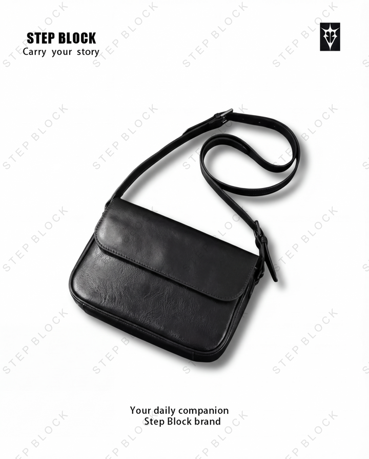 STEP BLOCK Ac082 Retro Minimalist Leather Crossbody Bag