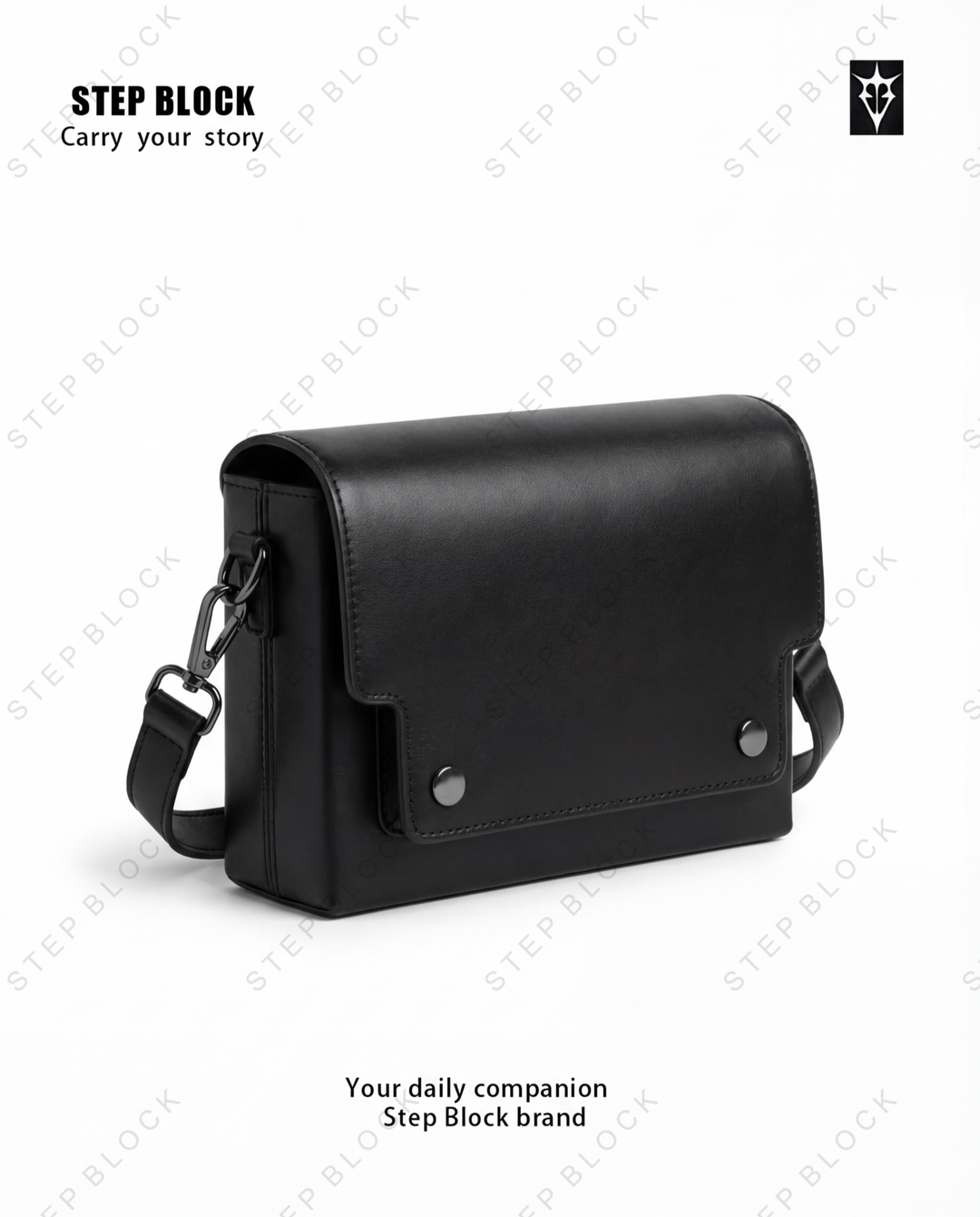 STEP BLOCK Ac083 Minimalist Leather Crossbody Bag