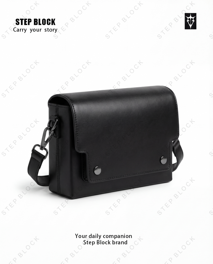 STEP BLOCK Ac083 Minimalist Leather Crossbody Bag